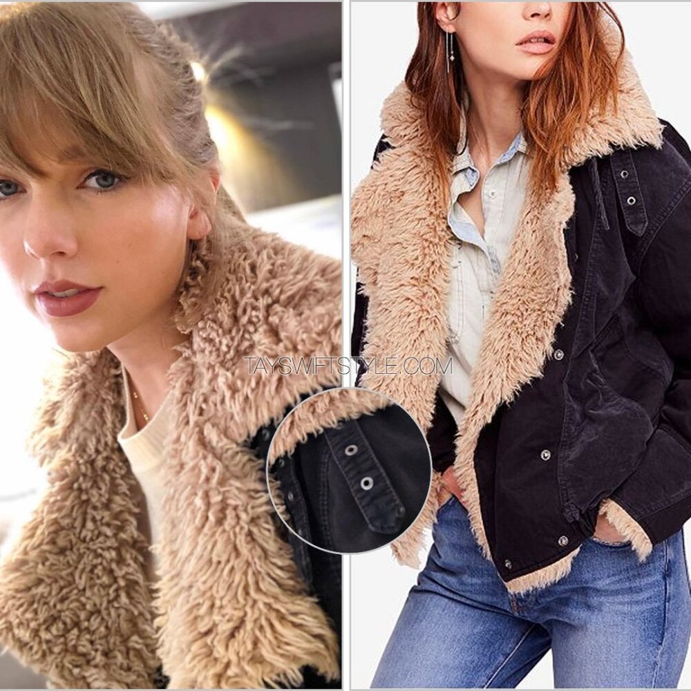 Free People Black Owen’s Sherpa Jacket - XS  as seen on Taylor Swift